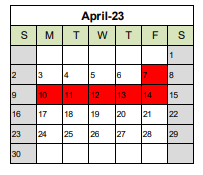 District School Academic Calendar for Bradford High for April 2023