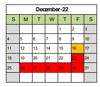 District School Academic Calendar for Kenosha House Of Corrections for December 2022
