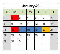 District School Academic Calendar for Kenosha House Of Corrections for January 2023