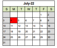 District School Academic Calendar for Tremper High for July 2022