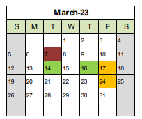 District School Academic Calendar for Bradford High for March 2023