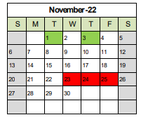 District School Academic Calendar for Tremper High for November 2022