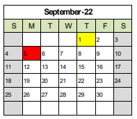 District School Academic Calendar for Tremper High for September 2022