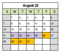 District School Academic Calendar for Bullen Middle for August 2022