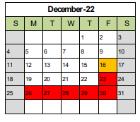 District School Academic Calendar for Paideia Academy for December 2022