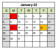 District School Academic Calendar for Washington Middle for January 2023