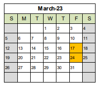 District School Academic Calendar for Washington Middle for March 2023