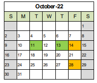 District School Academic Calendar for Mahone Middle for October 2022