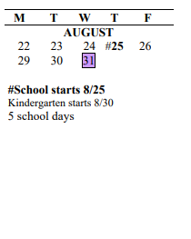 District School Academic Calendar for George T. Daniel Elementary School for August 2022