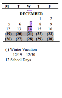 District School Academic Calendar for Sunrise Elementary School for December 2022