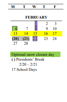 District School Academic Calendar for Regional Justice Center for February 2023