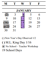 District School Academic Calendar for Horizon Elementary School for January 2023