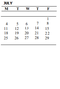 District School Academic Calendar for Meridian Elementary School for July 2022