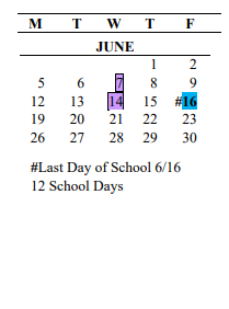 District School Academic Calendar for Regional Justice Center for June 2023