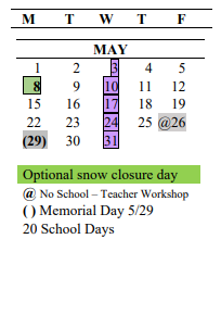 District School Academic Calendar for Ridgewood Elementary School for May 2023