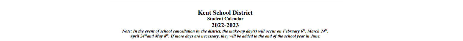 District School Academic Calendar for Soos Creek Elementary School