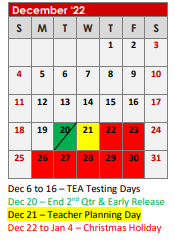 District School Academic Calendar for Chandler Elementary for December 2022