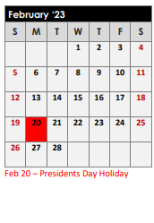 District School Academic Calendar for Chandler Elementary for February 2023