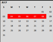 District School Academic Calendar for Pathways Learning Center for July 2022