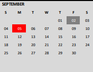 District School Academic Calendar for Killeen J J A E P for September 2022