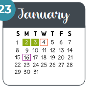 District School Academic Calendar for Wunderlich Intermediate for January 2023