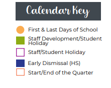 District School Academic Calendar Legend for Ehrhardt Elementary