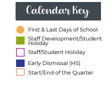District School Academic Calendar Legend for Wunderlich Intermediate