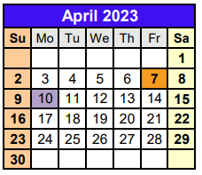 District School Academic Calendar for Denton Co J J A E P for April 2023