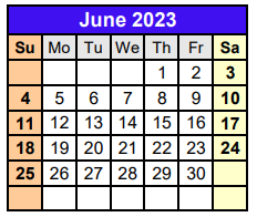 District School Academic Calendar for Dyer Elementary for June 2023