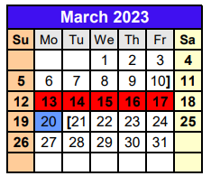District School Academic Calendar for Dyer Elementary for March 2023