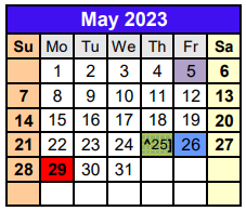 District School Academic Calendar for Denton Co J J A E P for May 2023