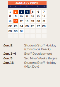 District School Academic Calendar for Highlands Elementary for January 2023