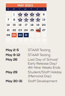 District School Academic Calendar for Simms Elementary for May 2023
