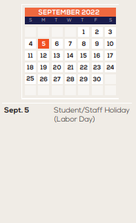 District School Academic Calendar for Galveston Co J J A E P for September 2022