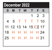 District School Academic Calendar for Elementary Campus #7 for December 2022