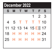 District School Academic Calendar for Dewalt Alter for December 2022