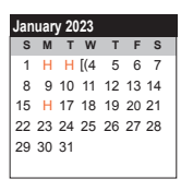 District School Academic Calendar for Elementary Campus #7 for January 2023