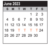 District School Academic Calendar for La Porte Junior High for June 2023