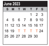 District School Academic Calendar for Bayshore Elementary for June 2023