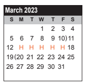 District School Academic Calendar for Lomax Junior High for March 2023