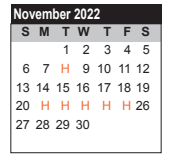 District School Academic Calendar for La Porte Elementary for November 2022