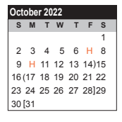 District School Academic Calendar for Baker Junior High for October 2022