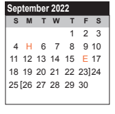 District School Academic Calendar for High Point Alter for September 2022