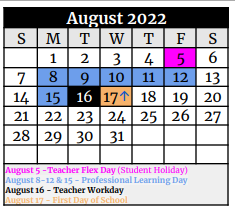 District School Academic Calendar for La Vernia Primary for August 2022