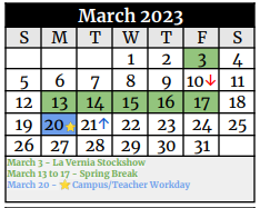 District School Academic Calendar for La Vernia Primary for March 2023