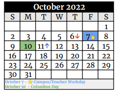 District School Academic Calendar for La Vernia Primary for October 2022