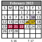 District School Academic Calendar for Edgar Martin Middle School for February 2023