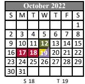 District School Academic Calendar for Lafayette Middle School for October 2022