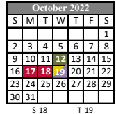 District School Academic Calendar for Lafayette High School for October 2022