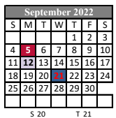 District School Academic Calendar for Lafayette Alternative Program For Students for September 2022